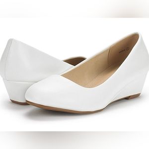 DREAM PAIRS Women's Debbie Mid Wedge Heel Pump Shoes wedding heels wedding shoes